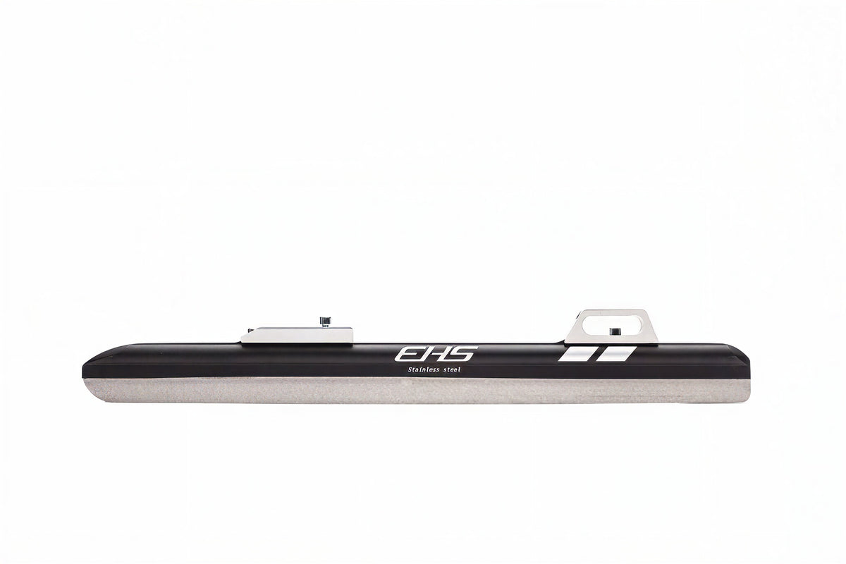 EHS Stainless-steel fixed long track blade, side profile showing the fixed mounting plates