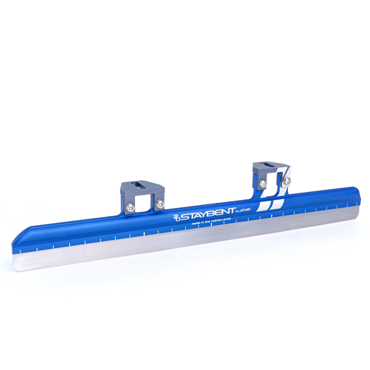 Quantum short track blade, blue tube, two cups, three-quarter studio view