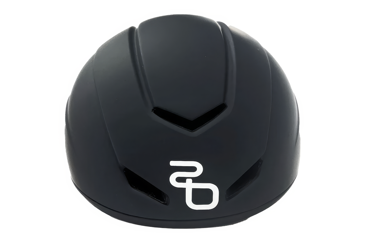 Casque de patinage de vitesse StayBent noir mat, vue de face avec les aérations et le logo