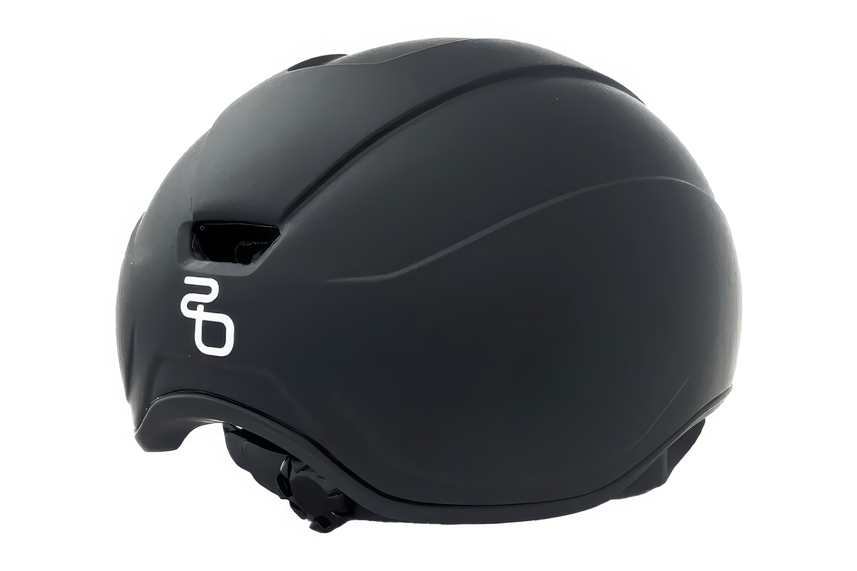 Casque de patinage de vitesse StayBent noir mat, vue arrière de trois quarts