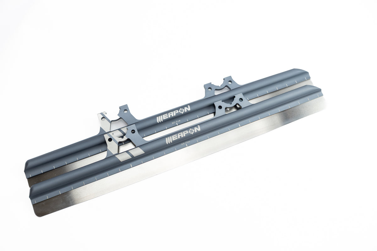 XC Flex Weapon short track blades, pair without cups, overlapping on white