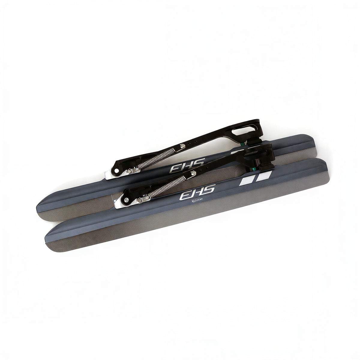 Xplorer long track clap blades, pair in slate-blue tubes, three-quarter studio view