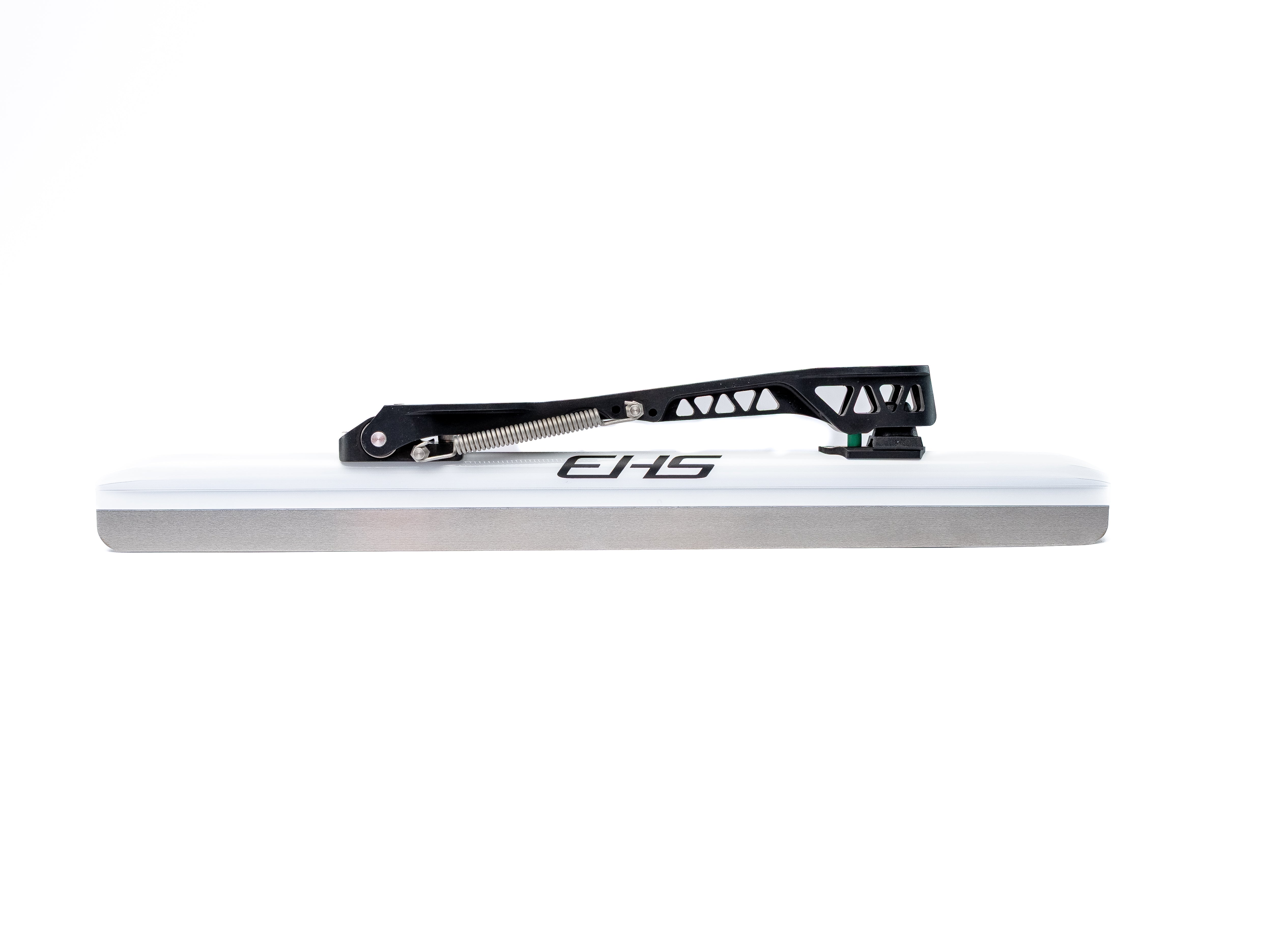 Alba long track clap blade, full side profile, white tube, black bridge and clap spring
