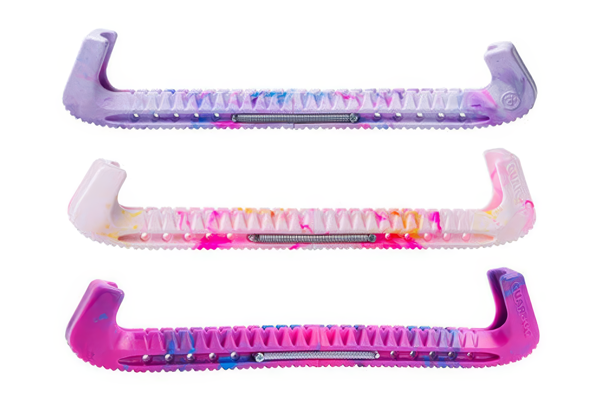 ที่ครอบใบมีด EHS StayBent GuardDog SwirlZ ลายหินอ่อนสามชิ้น ลายวนสีม่วงไลแลค ขาว และบานเย็น ด้านข้าง