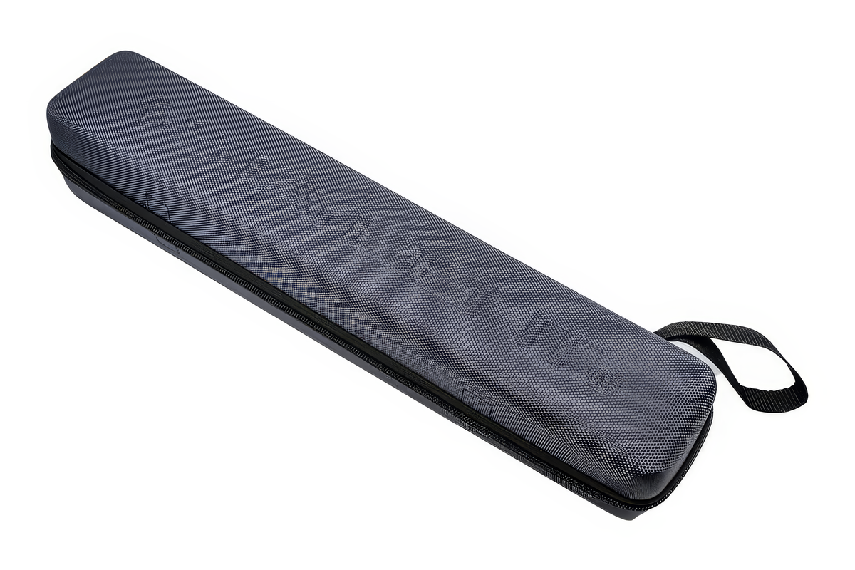 StayBent hard blade case, closed, dark grey with embossed logo and black carry loop
