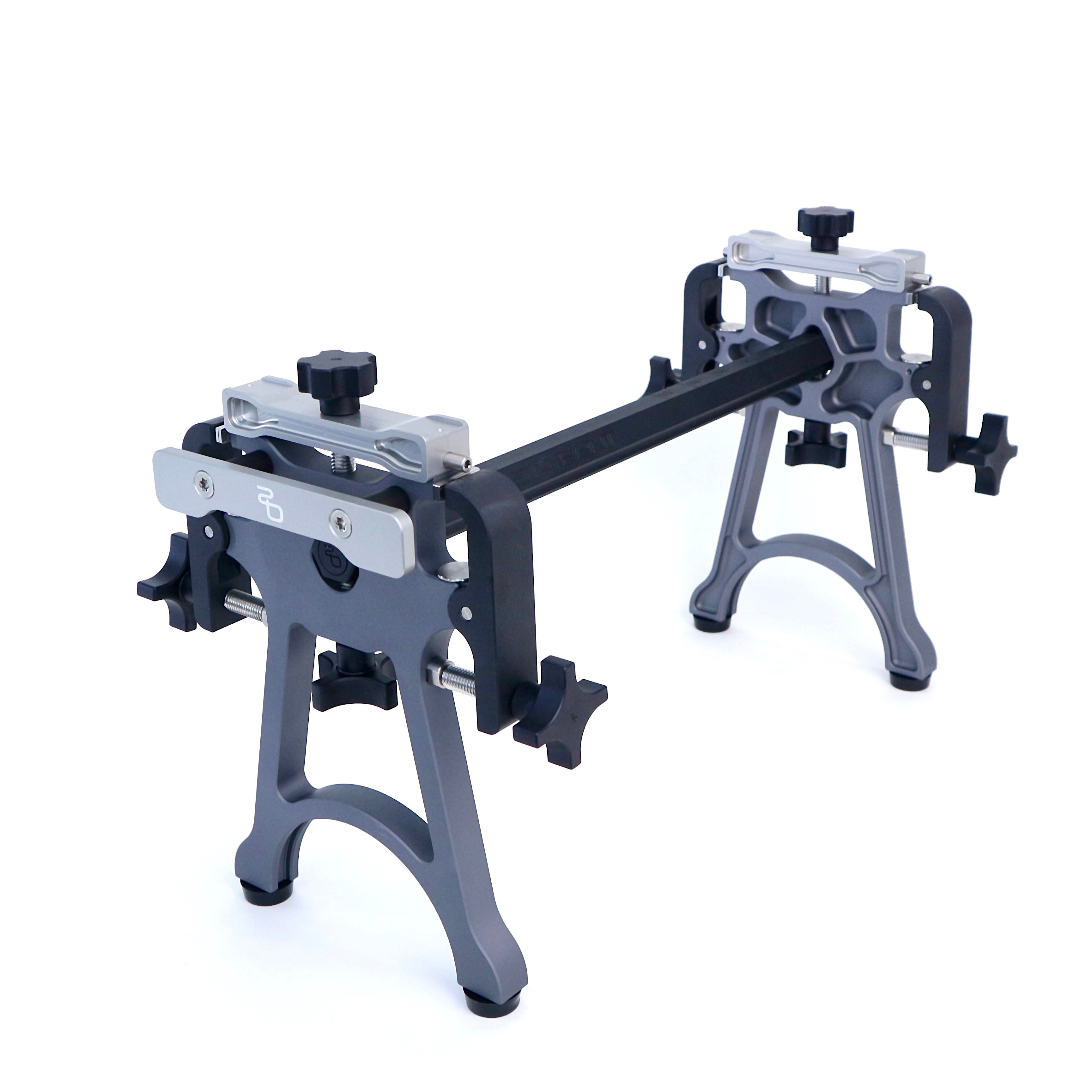 StayBent PRO sharpening jig, three-quarter studio view of the complete frame