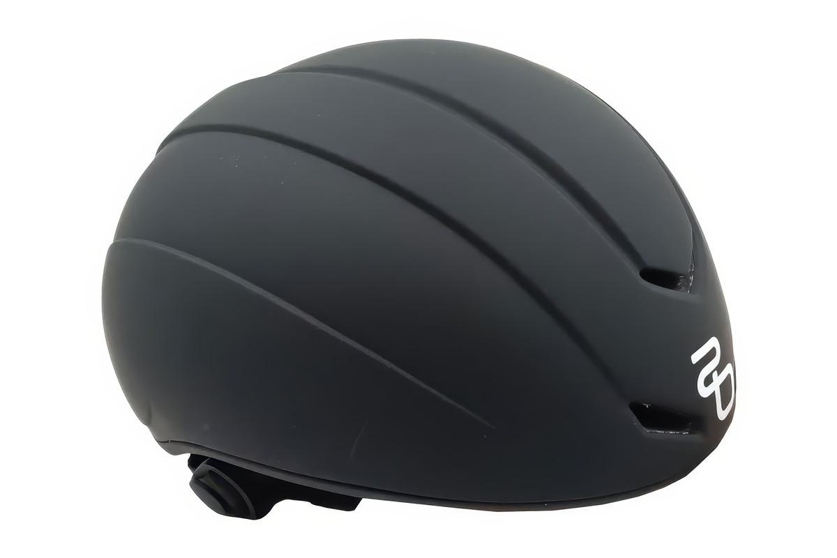 Casque de patinage de vitesse StayBent noir mat, vue latérale avec les aérations avant et la molette de réglage arrière