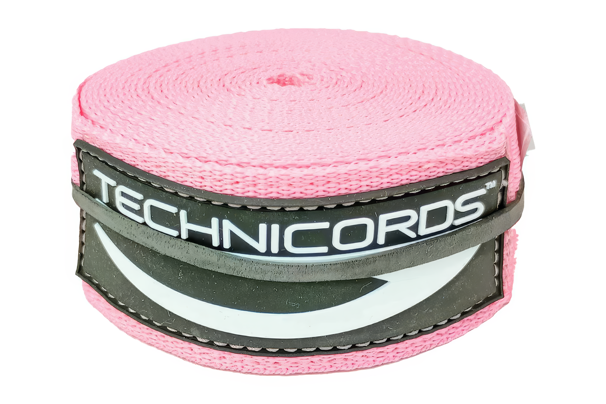 Ceinture de virage StayBent TechniCords, rose, roulée avec l'étiquette TechniCords