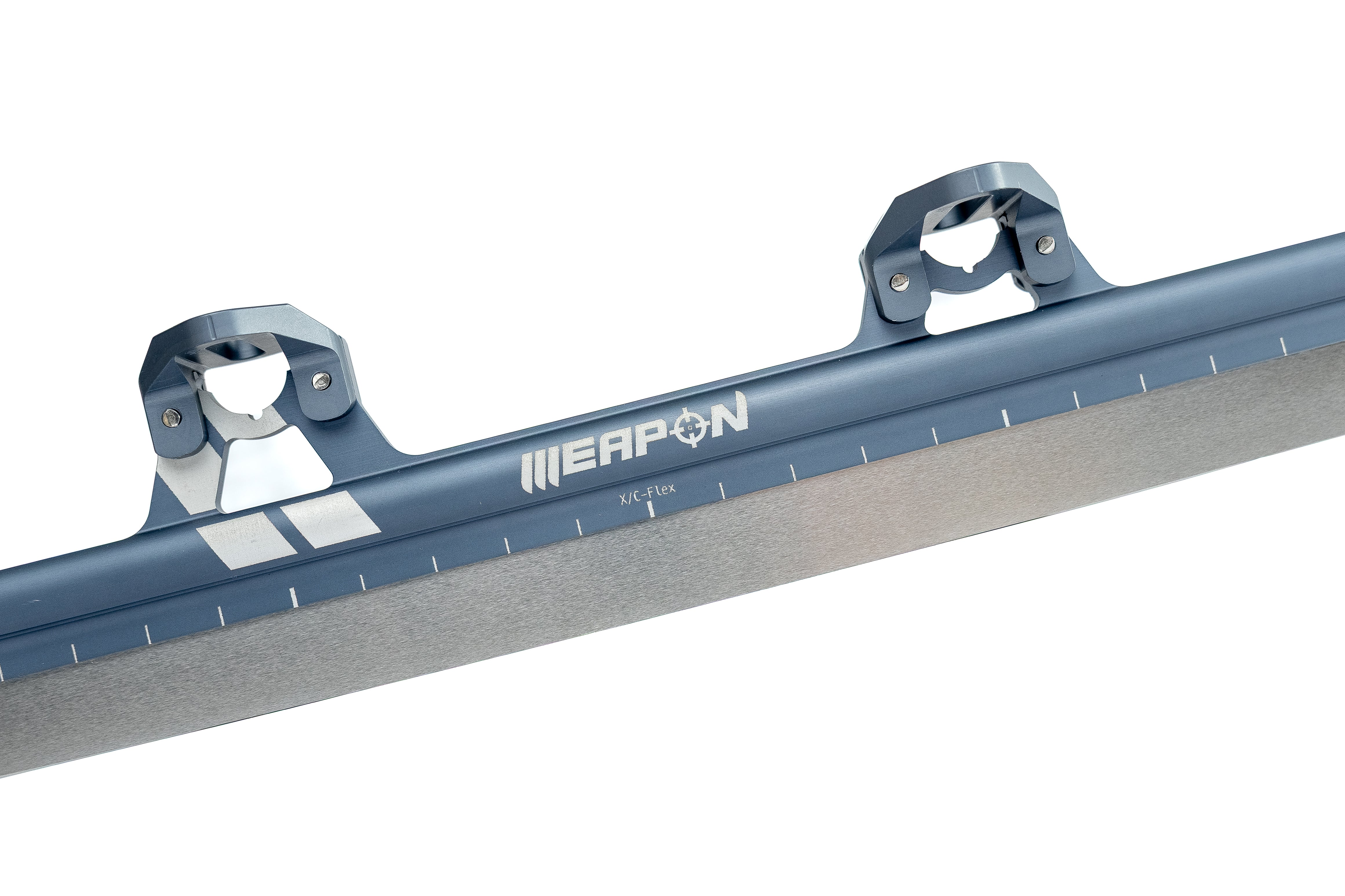 XC Flex Weapon short track blade, grey-blue tube, Weapon wordmark and both cups